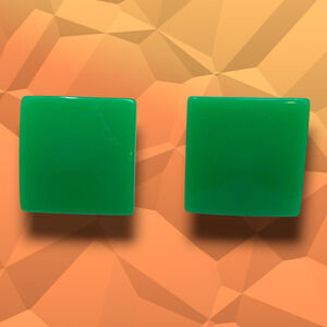 Vintage 1980's Petite Green Low Pyramid Acrylic Button Pierced Earrings New Wave